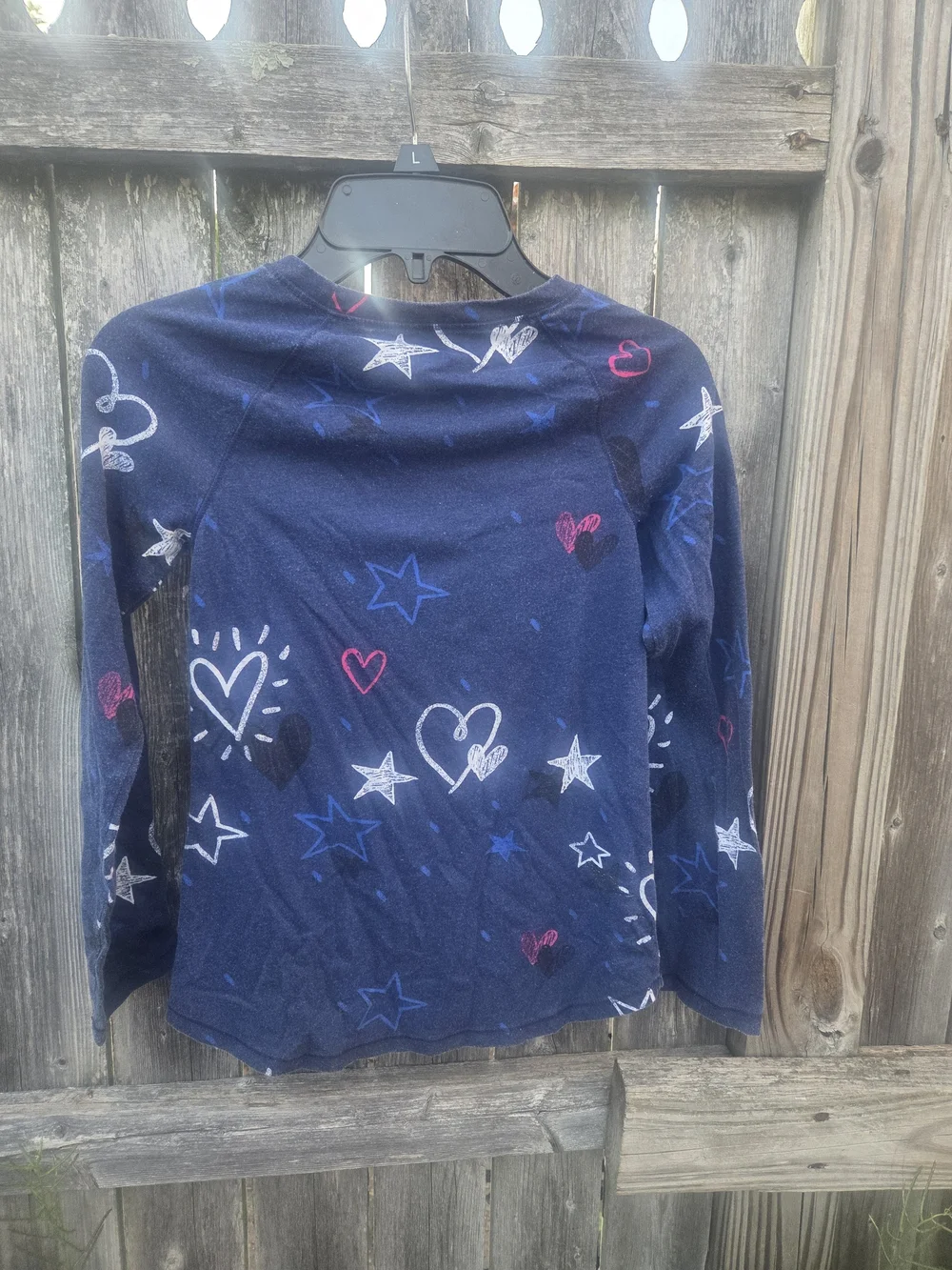 Justice Navy Long Sleeve Tee with Stars & Hearts